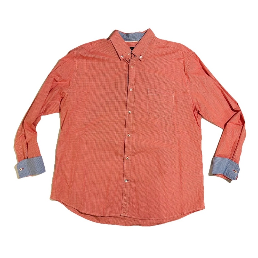 Cortefiel Tailored Fit Button Down Shirt Men's XXL 46 Red White Checked